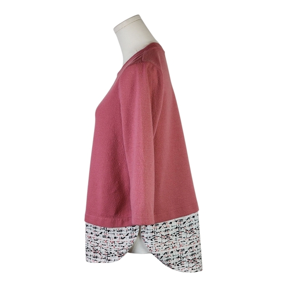 APT. 9 Pink Layered Look Sweater Top Small 3/4 Sleeve High Low Hem Blouse - Picture 3 of 7